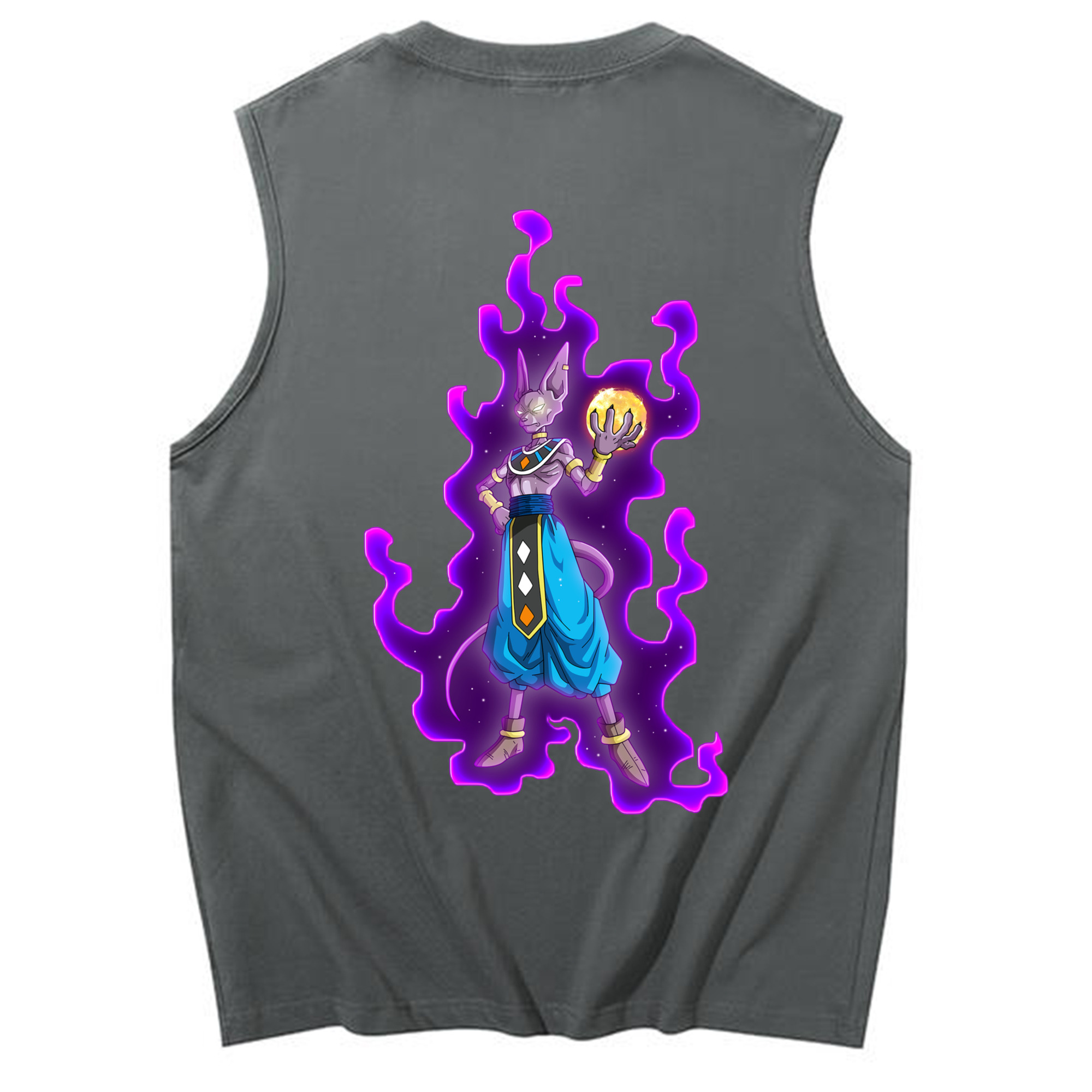 （画像用） ドラゴンボール ビルス 破壊神ビルス DRAGON BALL Beerus Birusu コットン100％タンクトップ（背面プリント）